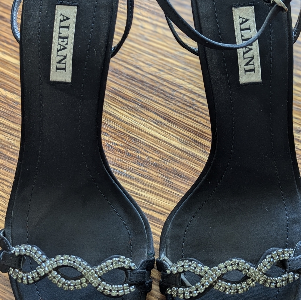 Evening Black Satin Heels 3.5"